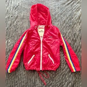 Hollister Dark Pink Hooded Raincoat Windbreaker XS